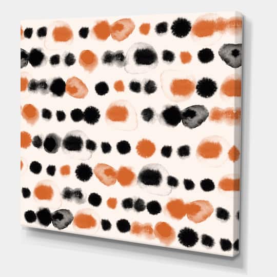 Designart - Black and Orange Polka Dots
